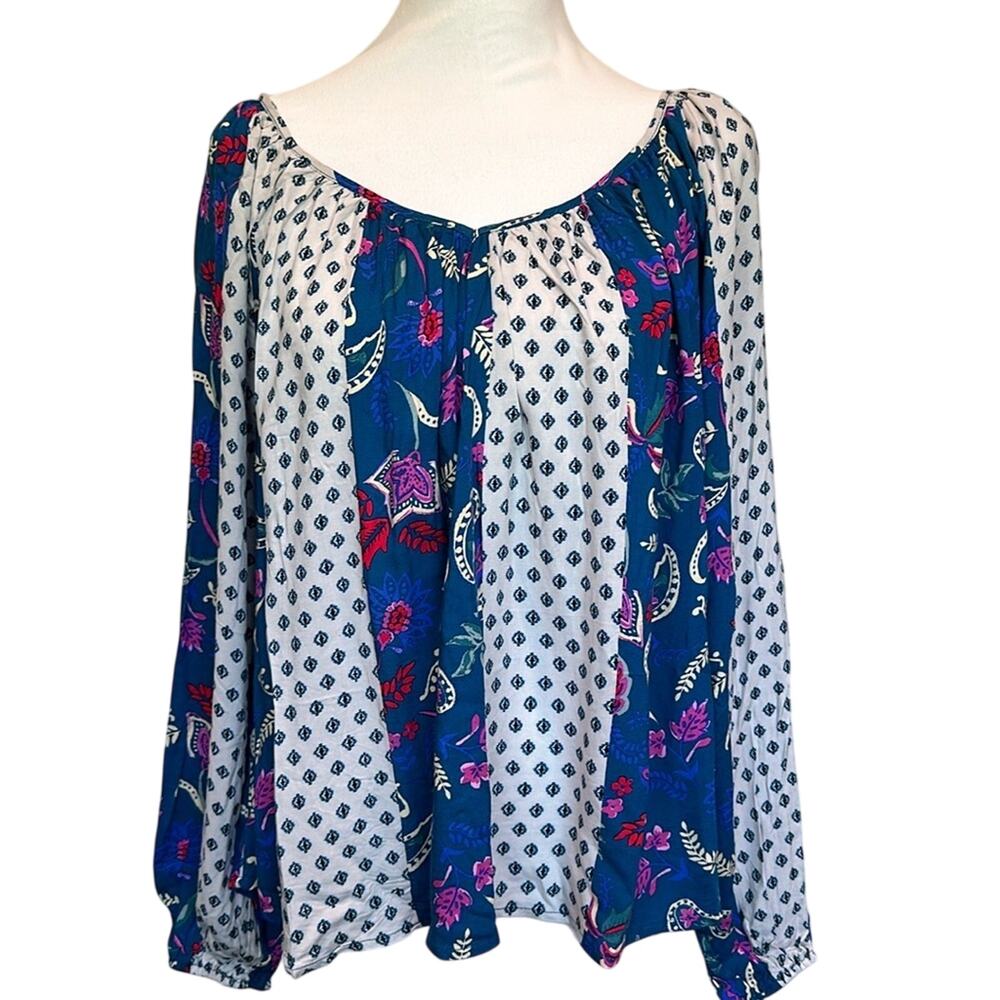 ANDREE‎ BY UNIT Medium Mixed Paisley Print Tie Back Blouse